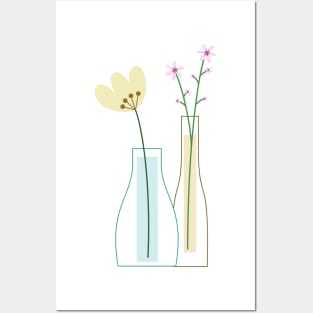 the flowers in the vases. Posters and Art